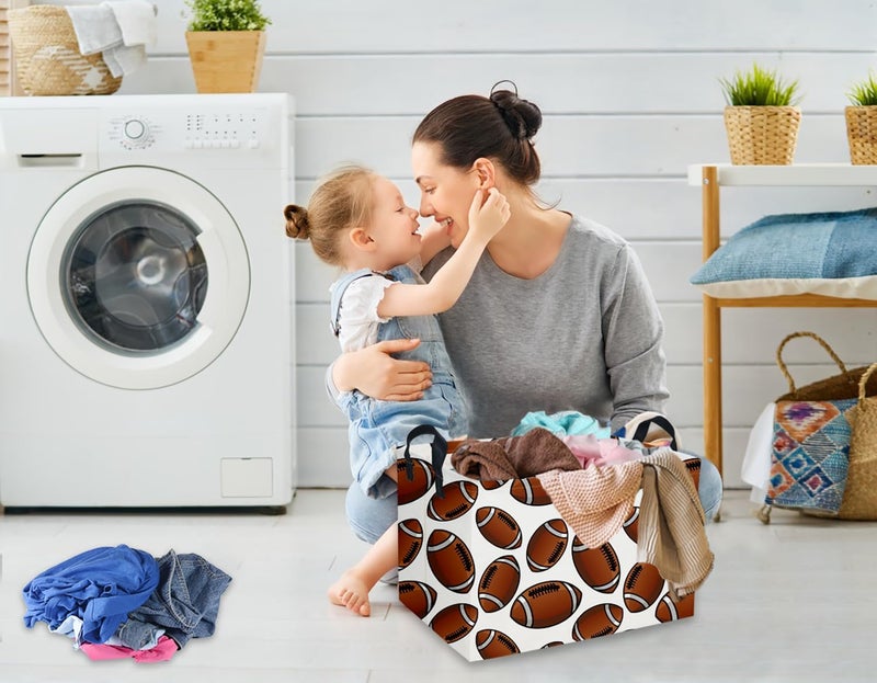 DDBASKET Rectangular Football Baskets Kids Storage Bins Baby Boy Basket Kids Toy Storage Bin Organizer Box Football Room Decor for Home(Football Basket) - Image 5