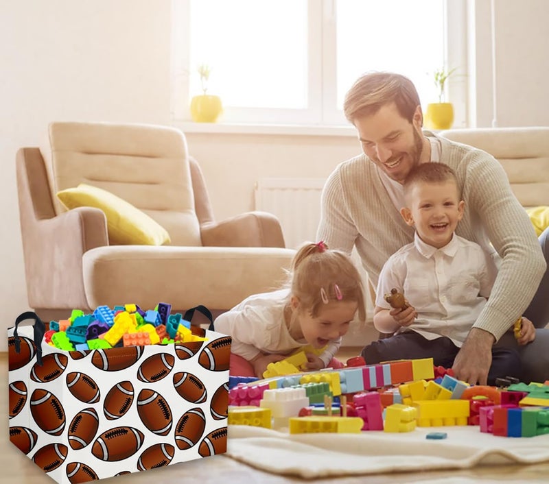 DDBASKET Rectangular Football Baskets Kids Storage Bins Baby Boy Basket Kids Toy Storage Bin Organizer Box Football Room Decor for Home(Football Basket) - Image 3