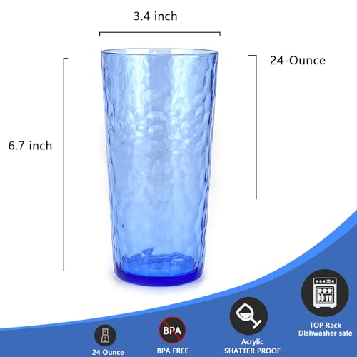 Yalin 24-Ounce Plastic Tumbler Acrylic Drinking Glasses, Reusable Plastic Cups, Stackable, BPA-Free, Shatter Proof, Dishwasher Safe, Set of 8 (Multicolor) - Image 4