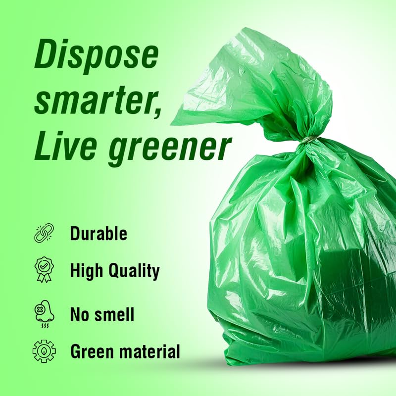 Beco Eco-Friendly Garbage Bags | 150 Pcs | Large- 24 x 32 Inches | 15 Bags x 10 Rolls | Green | Dustbin/Trash Bags with Detachable Drawstrings | For Dry & Wet waste - Image 2