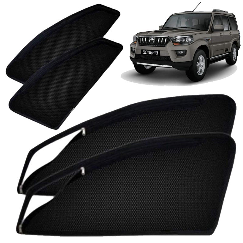 Autofact Magnetic Car Sunshades Compatible with Mahindra Scorpio (2014 to 2022) (Set of 4) – Easy Installation, UV Protection, Keeps Car Cool (Front 2 with Zippers, Rear 2 Without Zippers) - Image 5