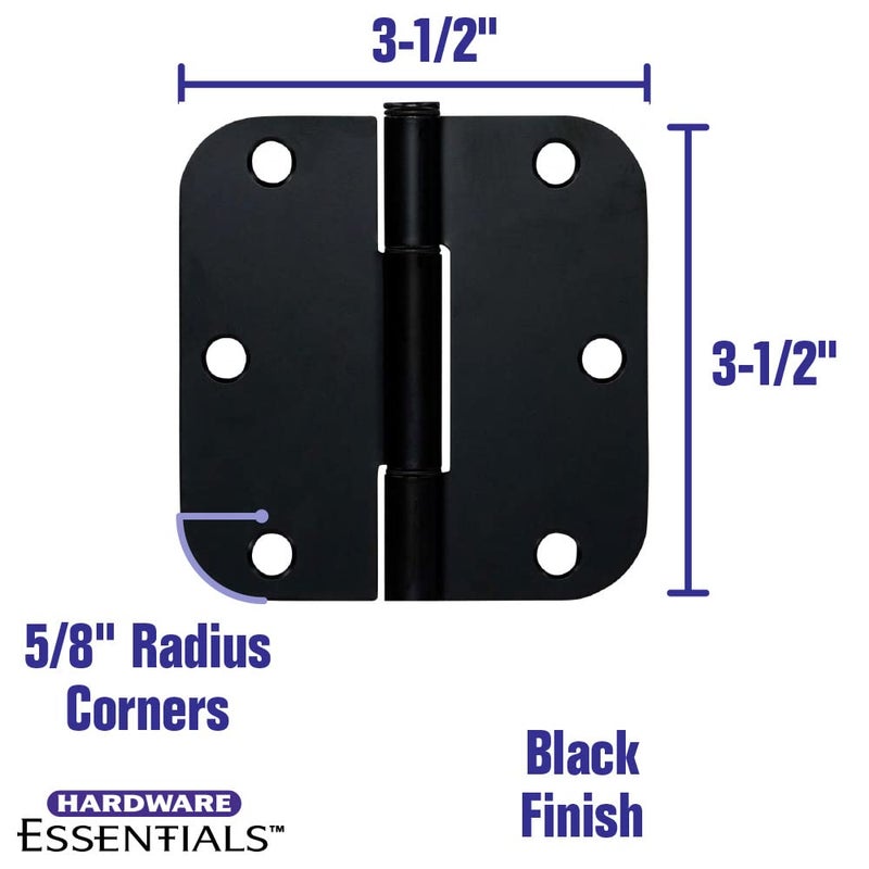 Hardware Essentials by Hillman Squeak-Proof 3-1/2in 5/8in Radius Matte Black Door Hinge (9 Count) - Image 2