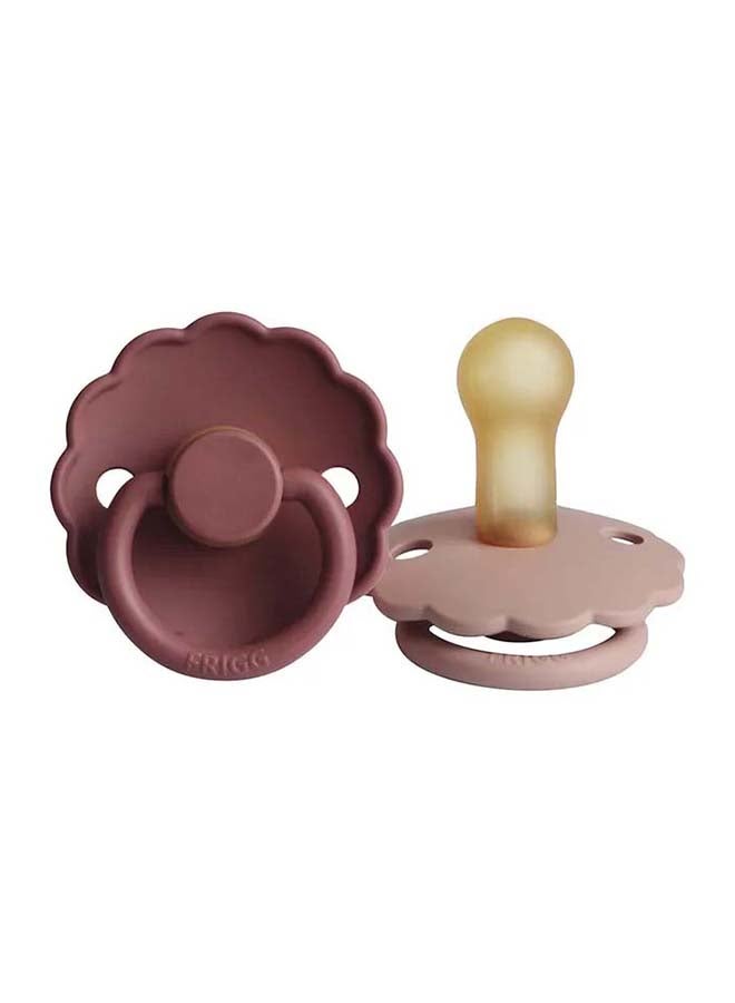 FRIGG Daisy Latex Baby Pacifier 0-6M 2-Pack Woodchuck/Blush - Size 1 - Image 1