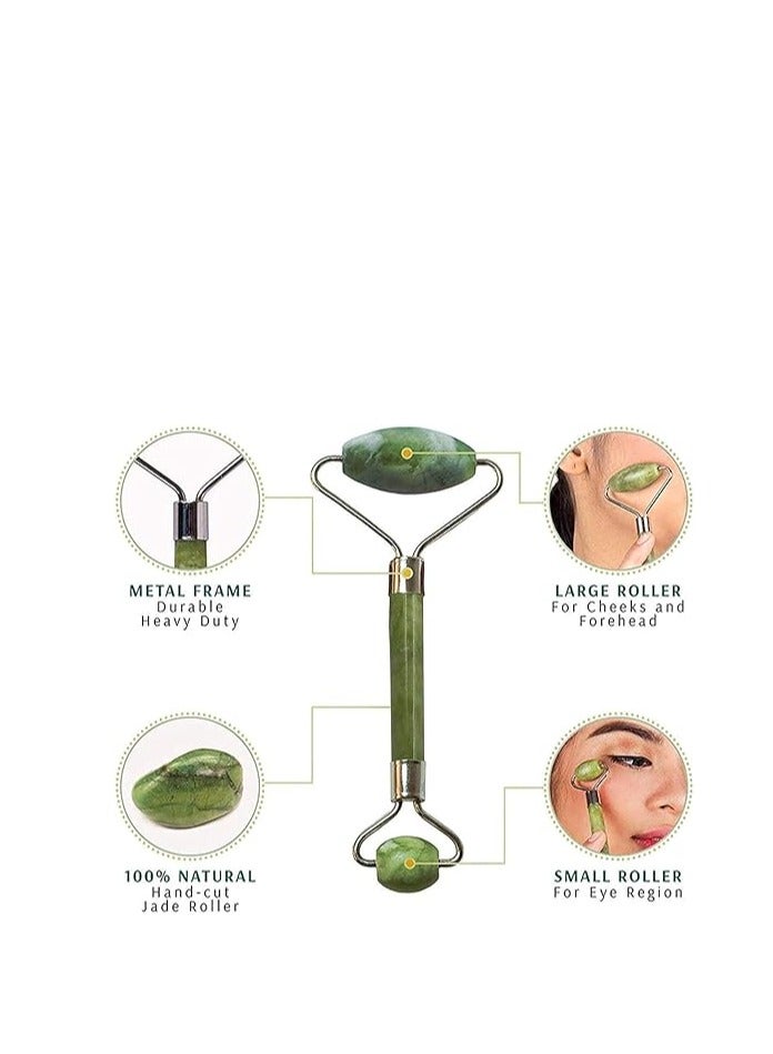 داة تدليك الوجه الدوارة من اليشم، أداة تدليك الوجه والعناية بالبشرة، مدلك الوجه، بكرات تنحيف الوجه، رفع مضادة للتجاعيد، تحسين البشرة والصحة من خلال حجر اليشم الطبيعي المضاد للشيخوخة (أخضر 3)