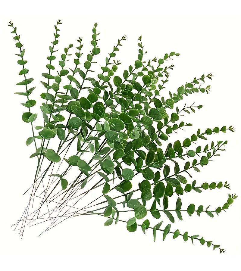 6 Dark Green Artificial Eucalyptus Stems Realistic Greenery For Wedding Centerpieces Home Decor Garden And Party Arrangements - Image 2