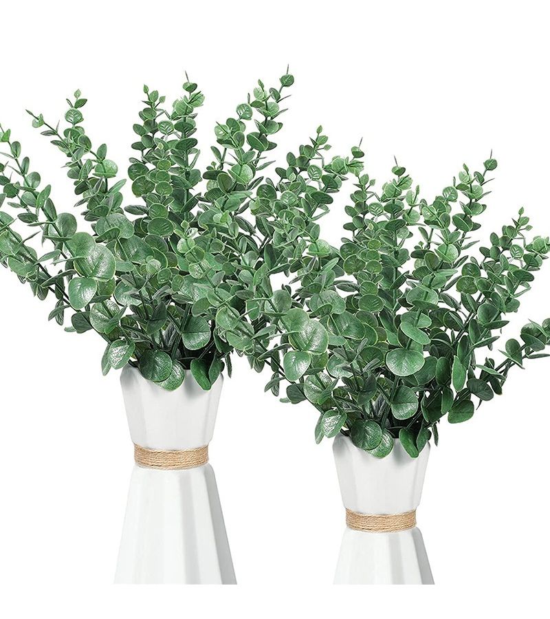 6 Dark Green Artificial Eucalyptus Stems Realistic Greenery For Wedding Centerpieces Home Decor Garden And Party Arrangements - Image 4