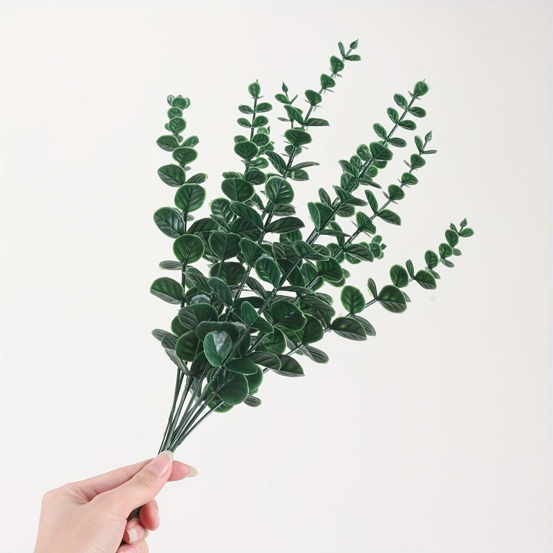 6 Dark Green Artificial Eucalyptus Stems Realistic Greenery For Wedding Centerpieces Home Decor Garden And Party Arrangements - Image 5