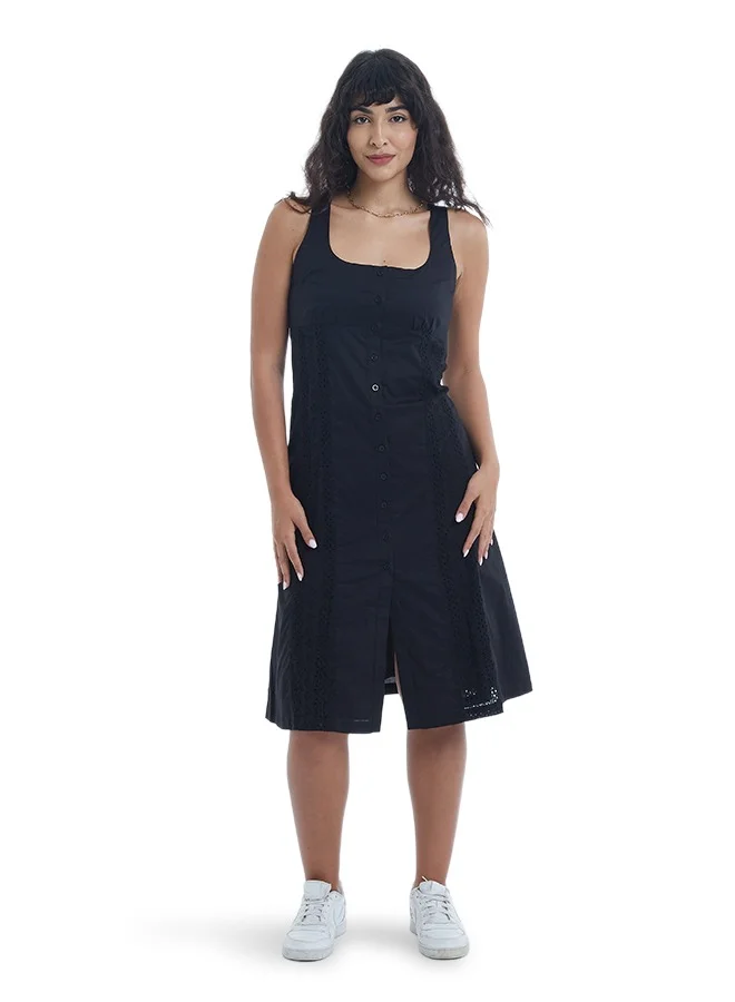 اشاراي فستان نسائي بدون أكمام بأزرار وحزام قطني مريح للملابس الكاجوال واليومية والمناسبات الخاصة، عصري وأنيق