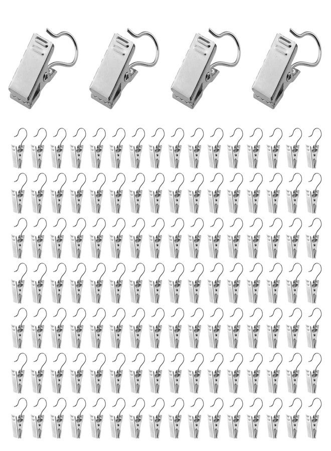 MEETOOT 120-Piece Heavy-Duty Hook Clips Set Metal Curtain Clip for Photos Home Party Decor Art Display - Silver - Image 1