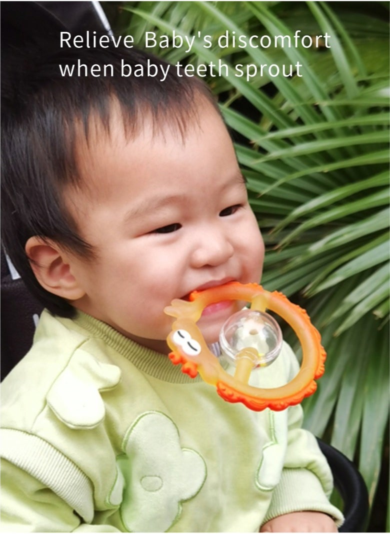 HieerBus Baby Teething Sensory Toys Chew Toys for 0-6 6-12 Months Babies, Relieve discomfort during teething, Rattle & Teether Multi-Use Toy for Newborn Infant Learning Developmental, BPA Free, Food Grade Silicone Toys Gifts,Yellow  - Image 2