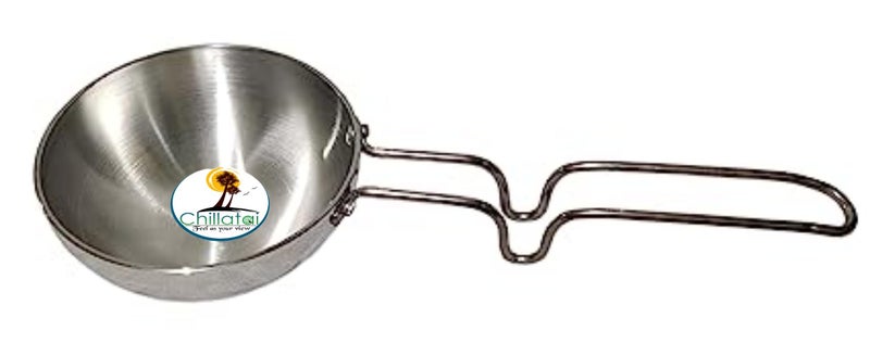 CHILLATAI Aluminium Tedka Pan/Fry pan/Thalippu Karandi with Stainless Steel Handle 12.5 cm 400 ml - Image 1