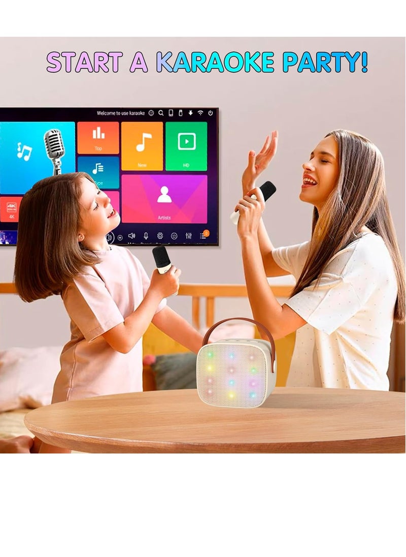 ELTRAZONE Karaoke Microphone 2 Pack – Wireless Bluetooth Microphones for Kids & Adults, Portable Handheld Singing Mic Set with Built-In Speaker, Echo & Volume Control, Rechargeable for Home, Family Fun, Birthday Parties – Beige – Model K1-L  - Image 3