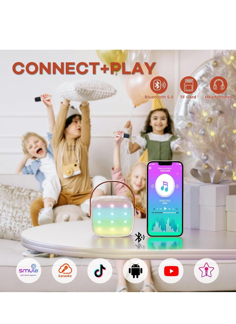 ELTRAZONE Karaoke Microphone 2 Pack – Wireless Bluetooth Microphones for Kids & Adults, Portable Handheld Singing Mic Set with Built-In Speaker, Echo & Volume Control, Rechargeable for Home, Family Fun, Birthday Parties – Beige – Model K1-L  - Image 2