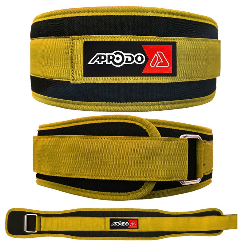 Aprodo Multipurpose Weight Lifting Belt for Back Support Comfortable & Durable for Powerlifting, Weightlifting, Gym, Workout - 100% Nylon, (4 Inch Wide) for Men and Women (Yellow, Large 36'' - 40'') - Image 4
