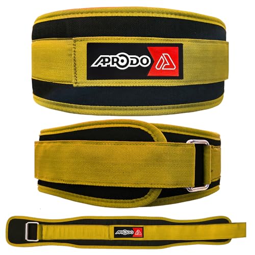 Aprodo Multipurpose Weight Lifting Belt for Back Support Comfortable & Durable for Powerlifting, Weightlifting, Gym, Workout - 100% Nylon, (4 Inch Wide) for Men and Women (Yellow, Large 36'' - 40'') - Image 1