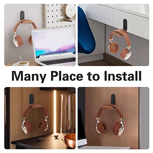 Mt.Jun Walnut Wood Headphone Wall Mount Holder, with VHB Adhesive Tape and Screw, Holds 10 lbs (Black & Walnut Wood) - Image 2