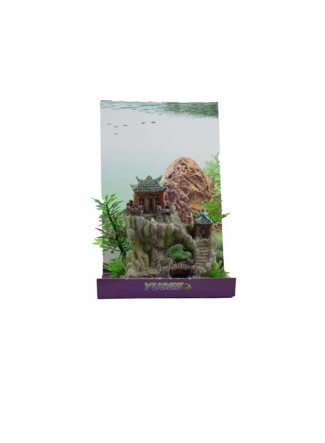 Yusee ديكور حوض سمك صناعي على شكل منزل 10X8X11 سم - Image 2