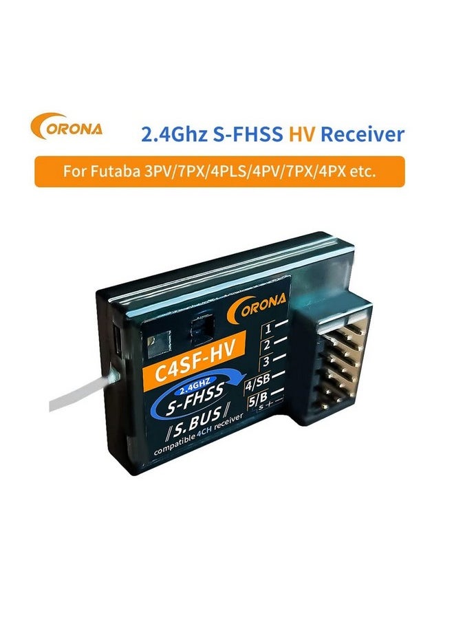 SoloGood - Corona C4Sf 2.4G Receiver Plashproof S Fhss Hv Receiver 4Ch Compatible For Futaba Sbus 3Pv 4Pls 4Pv 7Px 4Px Etc. - Image 1