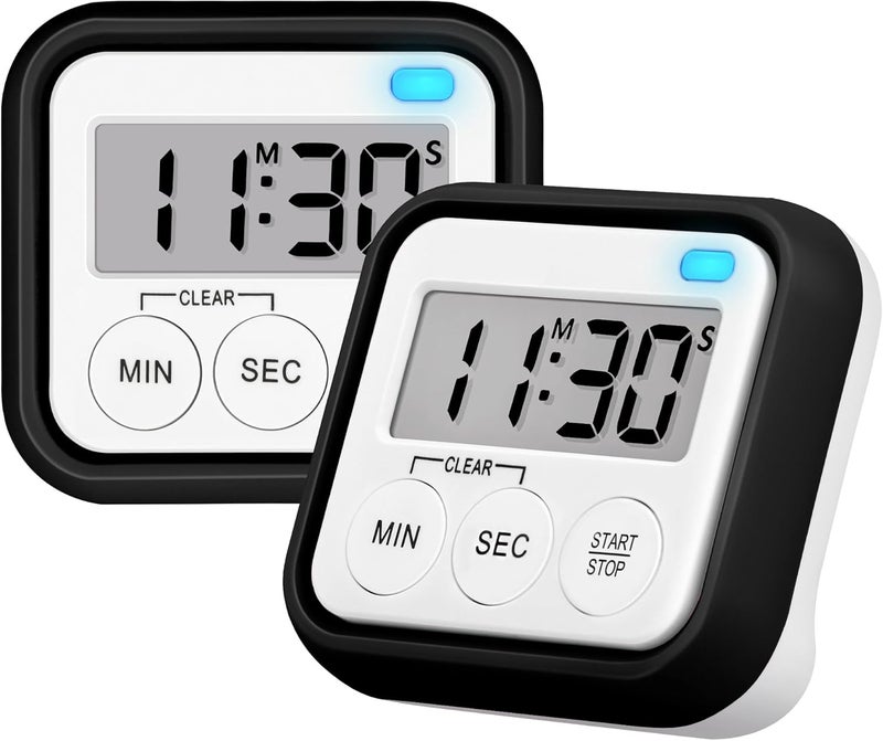 AOUVES Timer, Kitchen Timers for Cooking Classroom Timer for Kids Teachers Magnetic Digital Timers 2 Pack, Black - Image 1