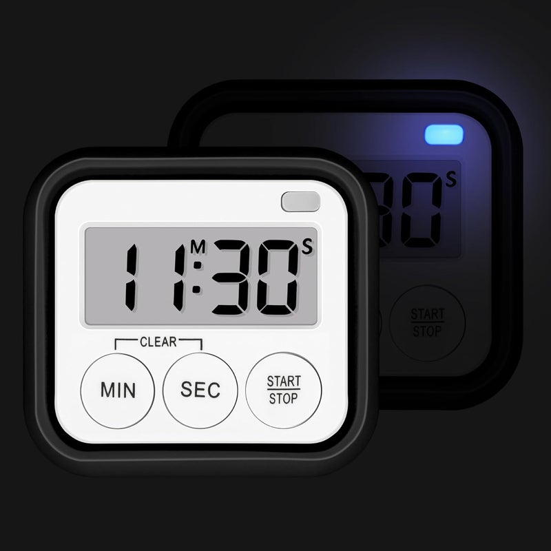 AOUVES Timer, Kitchen Timers for Cooking Classroom Timer for Kids Teachers Magnetic Digital Timers 2 Pack, Black - Image 3