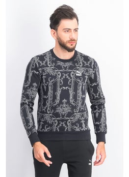 Men Long Sleeve Luxe Allover Print Sweater, Black and Grey - pzsku/Z658C87C5ED4232081962Z/45/_/1737642491/56668888-9e24-4c16-ae59-dce4fde0b661