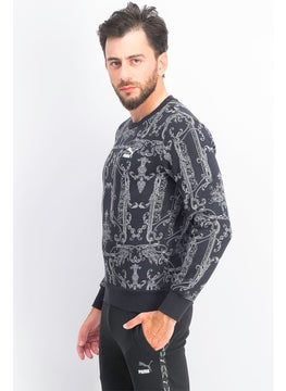 Men Long Sleeve Luxe Allover Print Sweater, Black and Grey - pzsku/Z658C87C5ED4232081962Z/45/_/1737642492/05c32509-5735-4d88-ae1d-228cc420d7a2