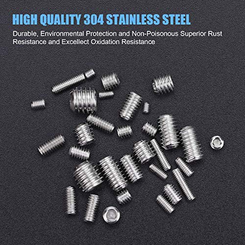 DYWISHKEY Allen Head Socket Hex Grub Screw Set Screw Assortment Kit with 6 Hex Wrenches Internal Hex Drive CupPoint 480PCS M25M3M4M5M6M8 Silver - Image 3