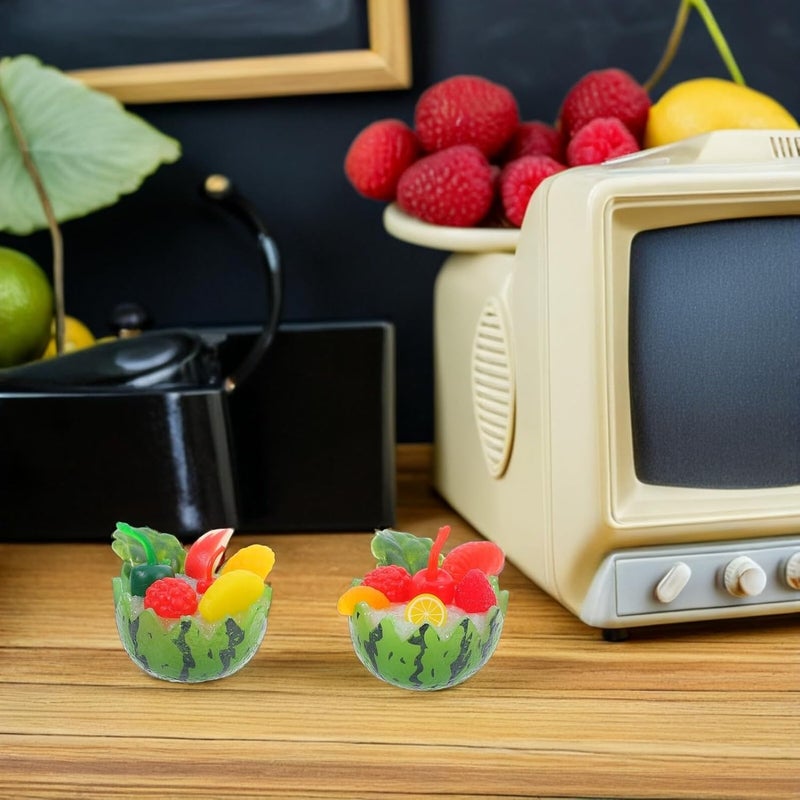 Zerodeko 5pcs Mini Artificial Watermelon Bowls Fake Fruit Decoration Props Simulation Fruit Photo Props for Photography and Table Display - Image 5