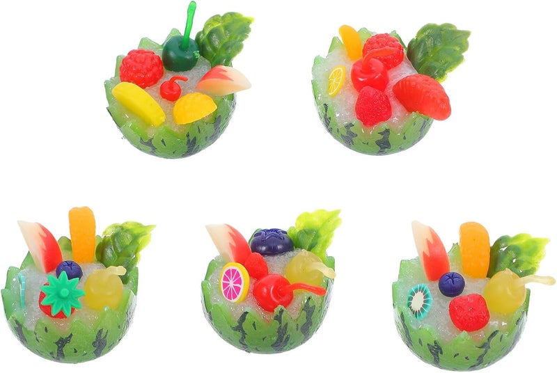 Zerodeko 5pcs Mini Artificial Watermelon Bowls Fake Fruit Decoration Props Simulation Fruit Photo Props for Photography and Table Display - Image 1