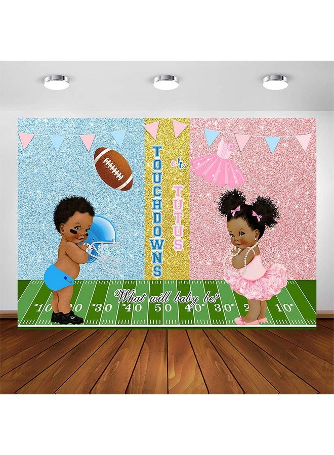 Avezano Touchdowns Or Tutus Gender Reveal Backdrop Boy Or Girl He Or She Gender Reveal Party Decorations Photography Background Glitter Pink Or Blue Baby Reveal Party Banner Photoshoot (7X5Ft) - Image 1