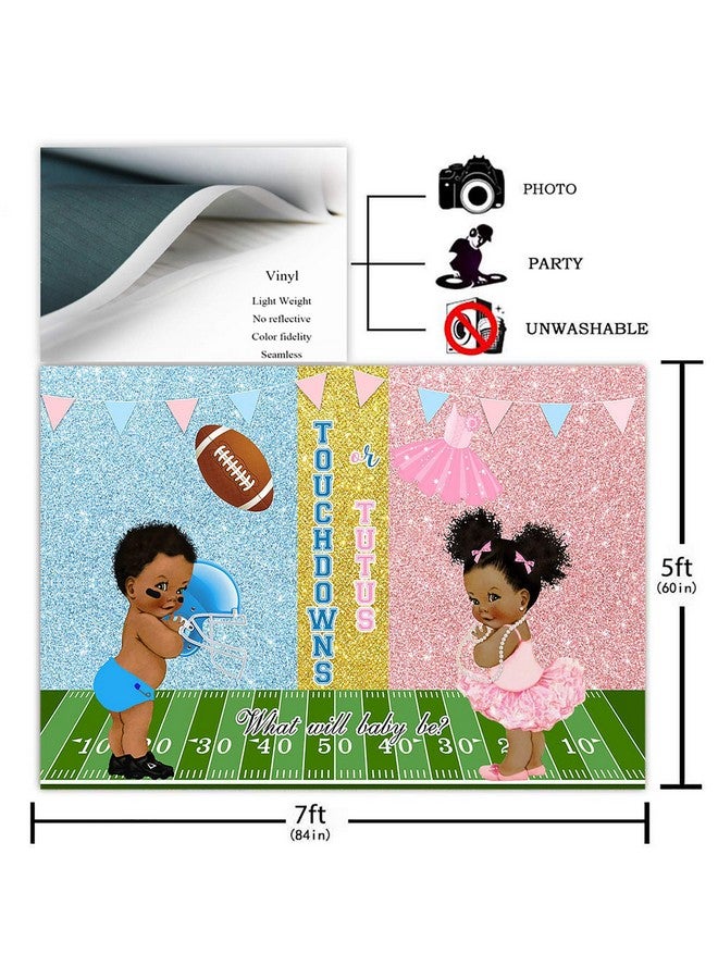 Avezano Touchdowns Or Tutus Gender Reveal Backdrop Boy Or Girl He Or She Gender Reveal Party Decorations Photography Background Glitter Pink Or Blue Baby Reveal Party Banner Photoshoot (7X5Ft) - Image 3