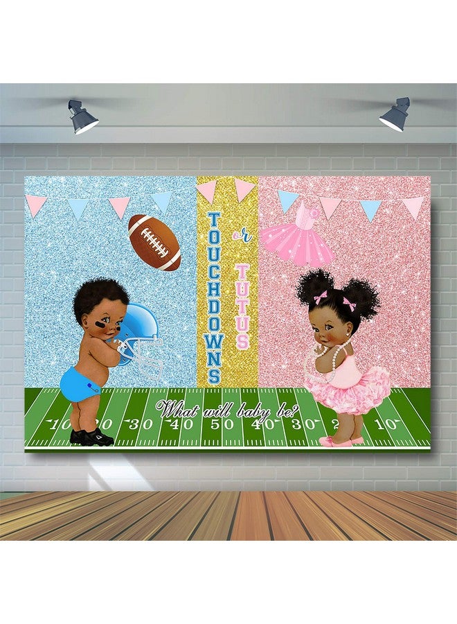 Avezano Touchdowns Or Tutus Gender Reveal Backdrop Boy Or Girl He Or She Gender Reveal Party Decorations Photography Background Glitter Pink Or Blue Baby Reveal Party Banner Photoshoot (7X5Ft) - Image 4