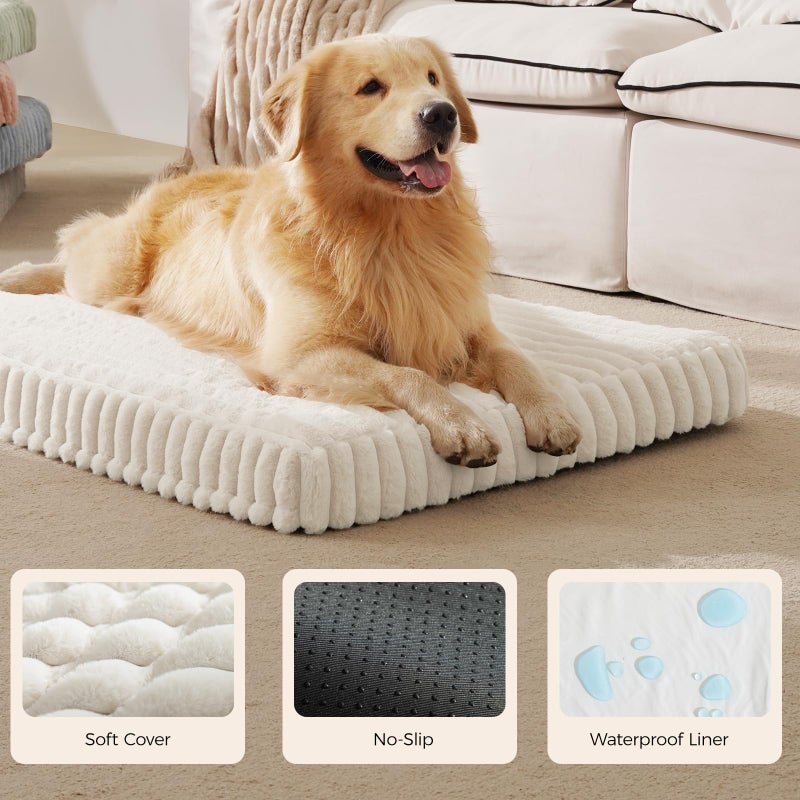 DOPEDIO Orthopedic Dog Bed for Extra Large Dog, Waterproof Pet Bed for Crate,Non-Slip Bottom and Egg-Crate Foam with Removable Washable Cover Crate Bed,Cream,41"x27"x4" - Image 4