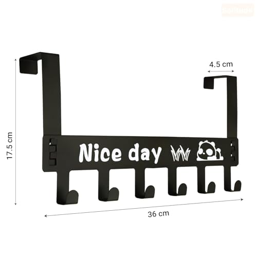 MiniPy Heavy Duty CarbonMetal Over Door Hanger for Cloths, Drill Free Door Hanging Hooks Suitable for Bathroom, Bedroom, Kitchen | Scarf, Coat, Towel Holder Carbon Steel (Pack of 2) - Image 2
