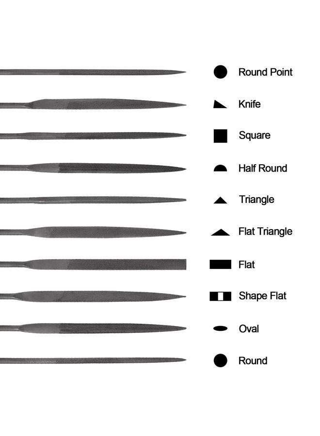 ANCIRS ANCRIS 10 Pack Needle File Sets Diamond Needle File Set Fine-Toothed Metal File Set Hardened Round Sharped Taper for Jewellery Fine Cut Wax Steel Wood Carving - Image 4