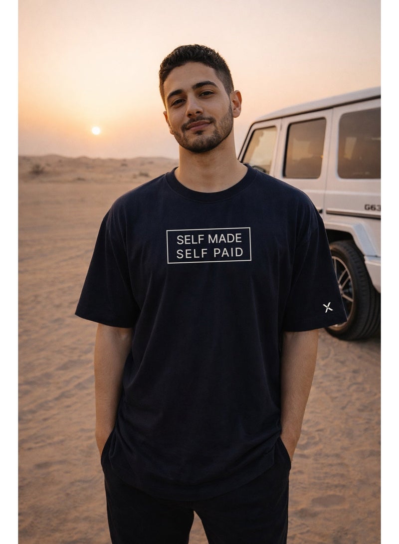 NOMAiX Self Made Self Paid T-Shirt | Graphic Oversized Tee | Streetwear Slogan | Oversized Drop Shoulder | Unisex | Made in UAE - Image 3