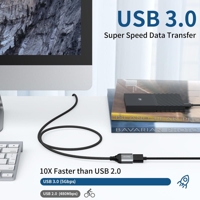 كيانلينك كابل تمديد USB من ، كابل تمديد USB 3.0 من ذكر إلى أنثى، نقل بيانات سريع متوافق مع لوحة مفاتيح USB، ماوس، محرك أقراص فلاش، محرك أقراص ثابت (3.3) - Image 2