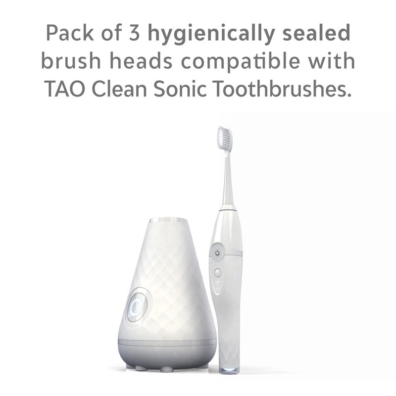 TAO Clean Sonic Electric Toothbrush Replacement Heads (3-Pack) â€“ Replacement Heads for the TAO Clean Electric Toothbrush and Docking Station, White - Image 4