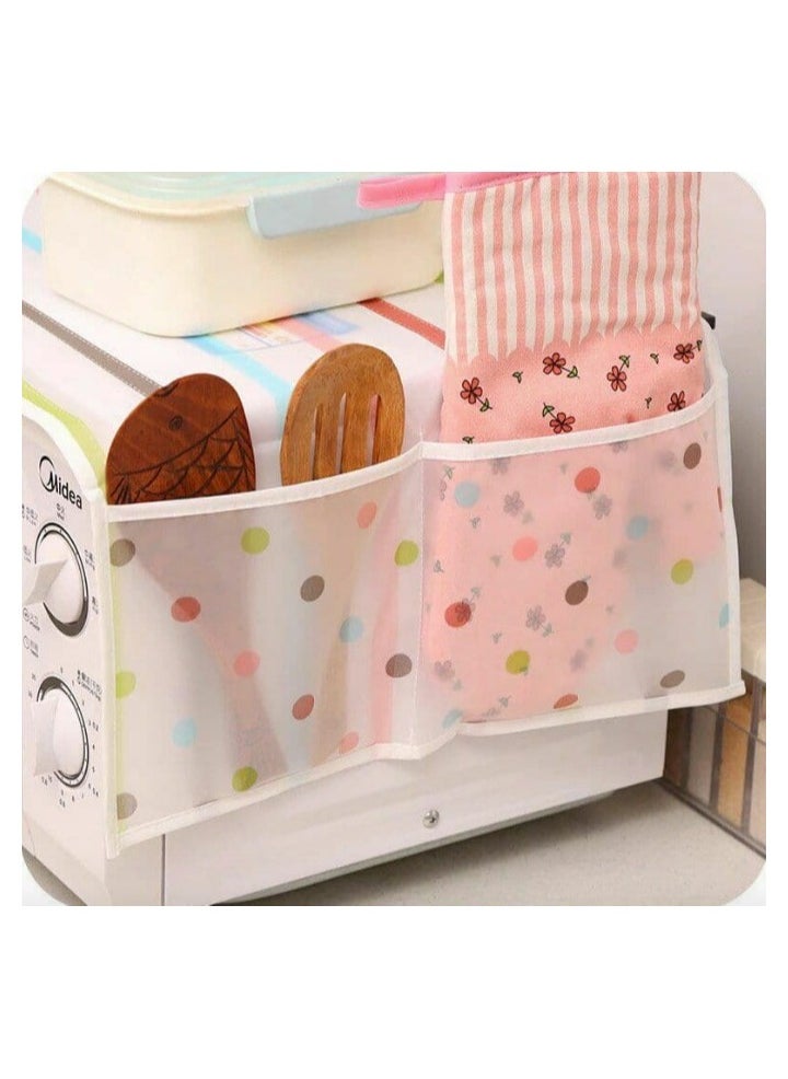 Generic - Waterproof Microwave Cover Sharp - Microwave Cover - Microwave Protective Case for Dust, Oil and Water Protection, Home Organizer and Storage Bag for Microwave and Oven Protection in Home and Kitchen - Dust, Water and Oil Resistant Microwave Oven Cover with Organizer Pockets for Storing Spoons and Forks - Size 35*85cm - Multicolor (Random Color Comes) - Image 1