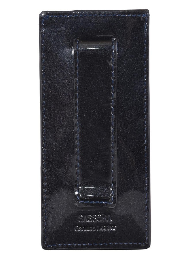 Sassora Premium Patent Leather Unisex RFID Money Clip (Blue) - Image 5