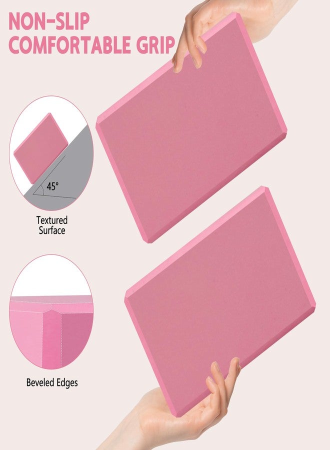 MBKHFLL (Pink-2 Pack) Yoga Block - Supportive Latex-Free Eva Foam - Soft Non-Slip Surface with Beveled Edges for Yoga, Pilates, Meditation - Yoga Accessories for Stability, Balance, Deepen Stretches - Image 3