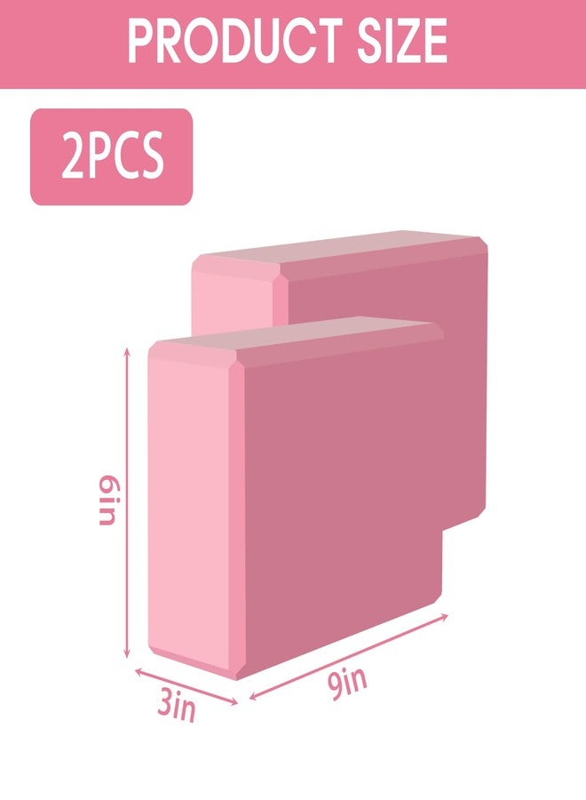 MBKHFLL (Pink-2 Pack) Yoga Block - Supportive Latex-Free Eva Foam - Soft Non-Slip Surface with Beveled Edges for Yoga, Pilates, Meditation - Yoga Accessories for Stability, Balance, Deepen Stretches - Image 2