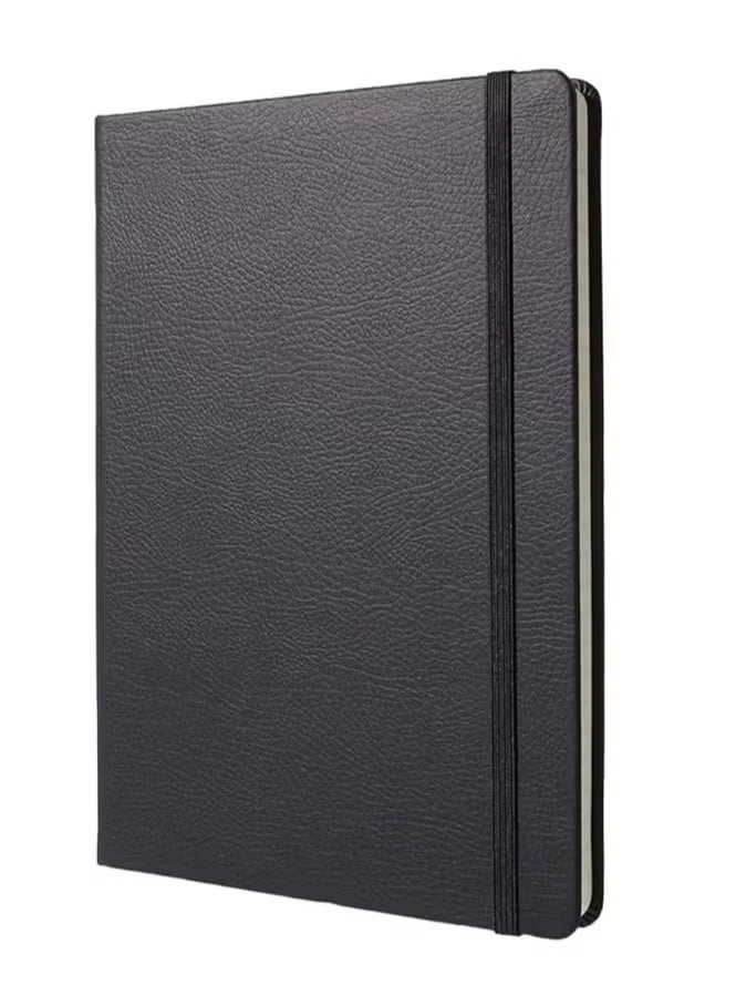 Lined Writing Journal Notebook, A5 Size (5.5"x8.3"), Hardcover Executive Notebook with Elastic Band, Faux Leather Cover for Office, Home, School, and Business, Black - Image 3