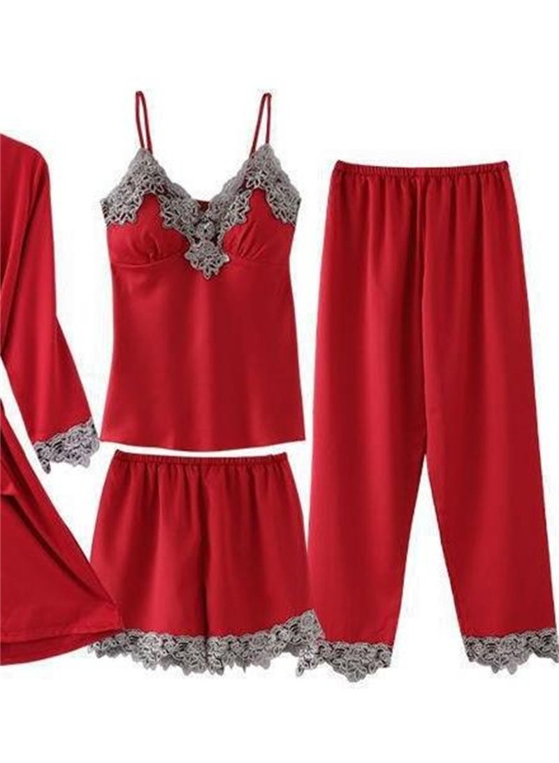 5pcs pajamas ladies home wear silky pajamas set - Image 4