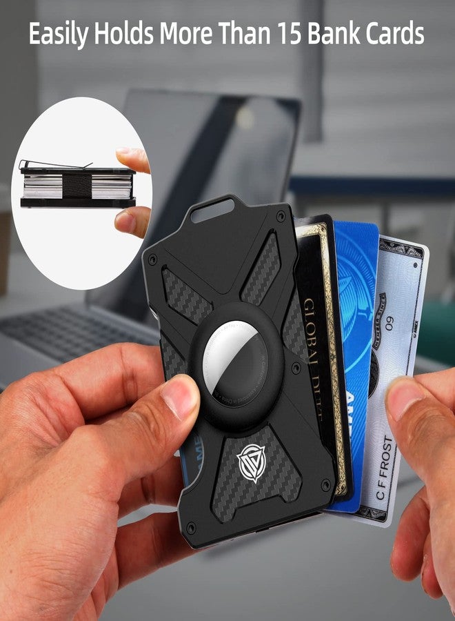 Oaridey Airtag Wallet(No Airtag) with Clear ID Card Holder, Slim Wallet with Airtag Holder, Minimalist Wallet for Men, Carbon Fiber Wallet, RFID Blocking, Ultra-Thin Tactical Wallet- Black - Image 4
