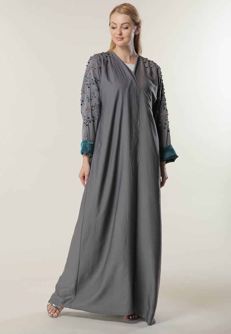 مويستريت عباية مطرزة بياقة على شكل حرف - Image 1