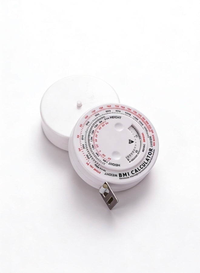 BMI Measuring Tape BMI Wheel Calculator Body Mass Index Calculator Body Tape Measure for Body Waist Weight Health Accurate Measurement White Color - Image 1