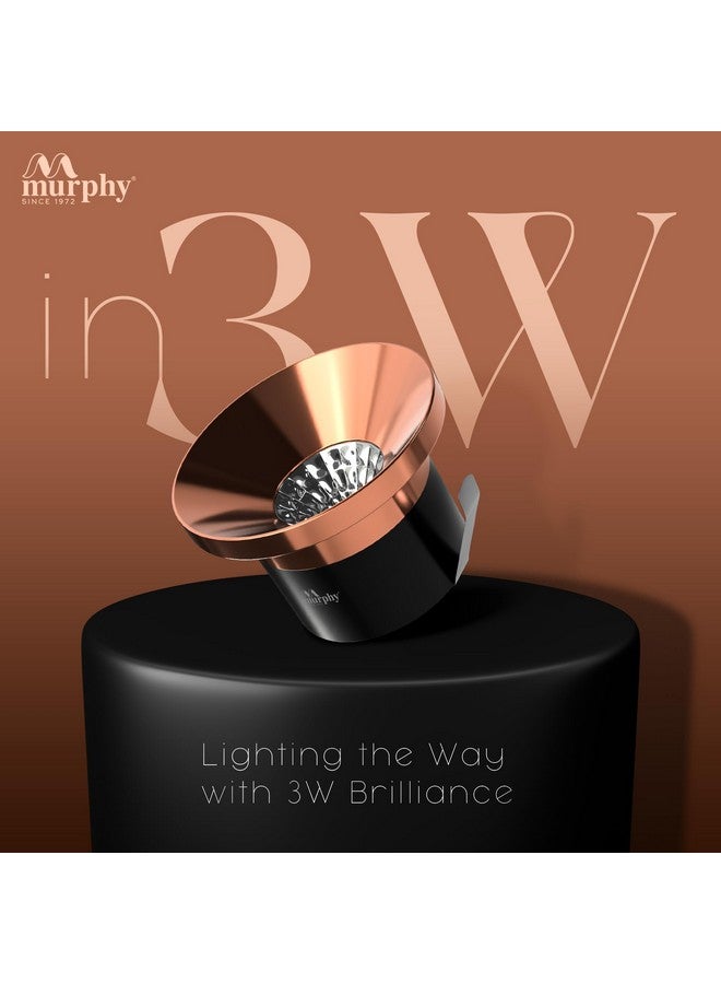 Murphy 3W Rose Gold Finish Button LED Spot Lights | Pack of 8 | Warm White (Golden Yellow) | Perfect for Home & Commercial Spaces - Image 3