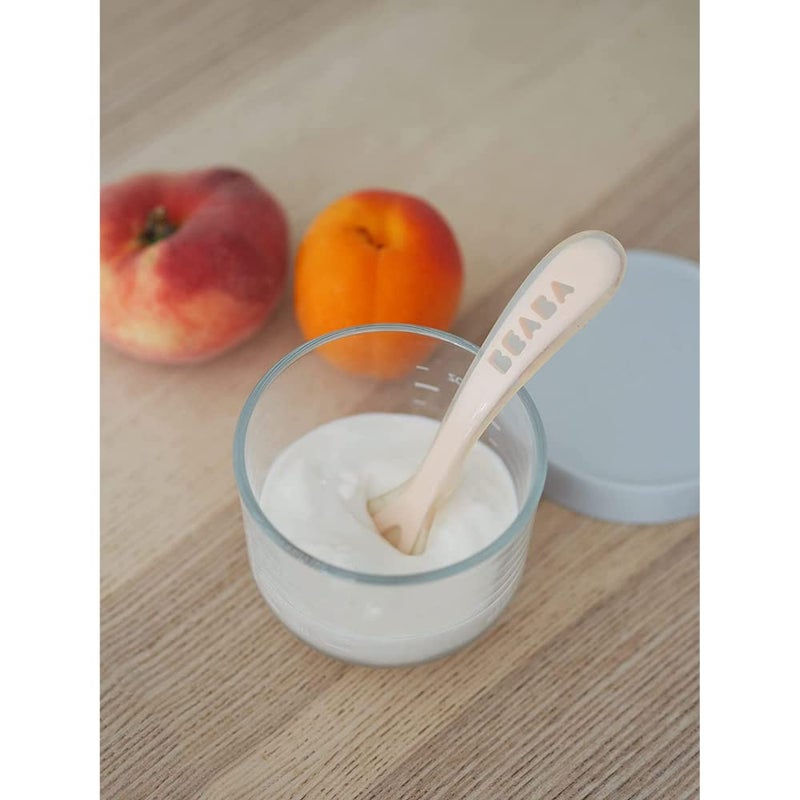 Baba Beaba 2nd Stage Silicone Spoon - Baby Led Weaning Self Feeding Training Spoon with Ultra Soft Tip, Gum Friendly, Ergonomic Handles, BPA Free, Vintage Pink, 8m+ - Image 3