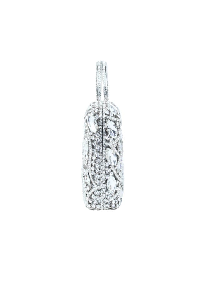 Dollar's Crystal Clutch Purse for Women, Rhinestone Evening Bag, Wedding Bridal Handbag, Luxury Party Clutch, Small Shoulder Bag with Chain Strap, Sparkly Formal Handbag for Wedding (Silver) - Image 3